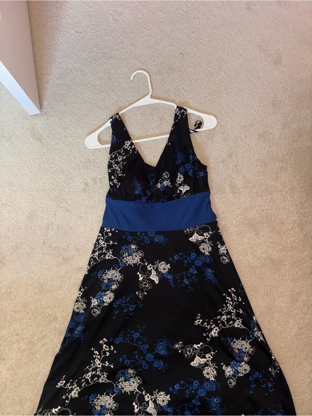 Jessica Black Maxi Dress with Blue Waistband
